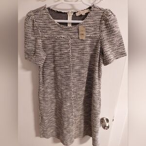 LOFT Black & White Tweed Shift Dress